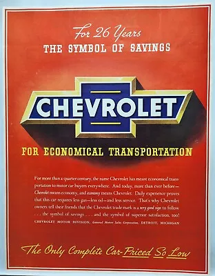1937 Chevrolet Symbol Of Savings Vintage Print Ad Man Cave Poster Art 30's • $10.88
