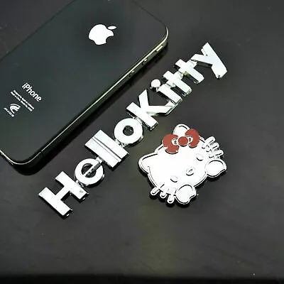 Universal Hello Kitty Metal Chrome Car Auto Sticker Badge Emblem Decal 17cm • $12.99