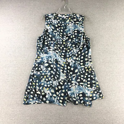 Cabi Shirt Womens Large Top Sleeveless Tunic Top Floral Blue Button Up Ladies • $23.55