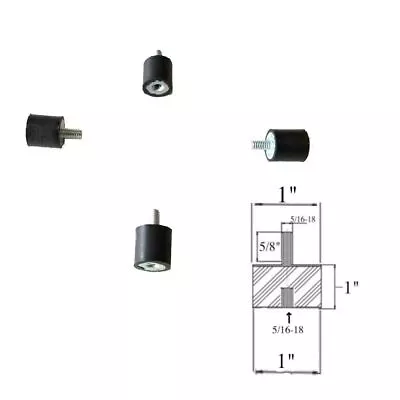 4 Rubber Vibration Isolator Mounts (1  Dia X 1  Ht) 5/16-18 X 5/8 Length Stud • $25