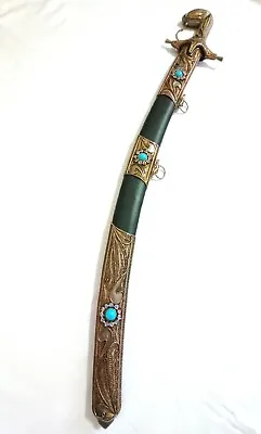 Antique Middle East Yemeni Gold Tone  Sword Arabic Calligraphy W/ Gemstones • $5000