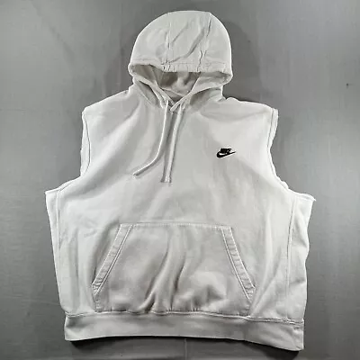 Nike Sleeveless Hoodie Sweatshirt Mens 2XL Beige XXL Fleece Drawstring Pullover • $24.99