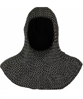 Chainmail Coif Uncoated 9mm Hood Knight Armour Crusader Costume Larp Reenactment • £29.99