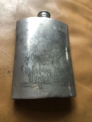 £9.98 • Buy BIN Pewter Hip Flask - Made In England 6oz Hunting Boxed Sheffield