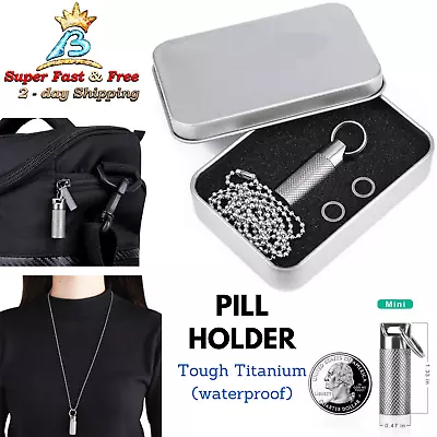 Pill Fob With Keychain Necklace Tablet Case Medicine Dispenser Organizer Holder • $18.10