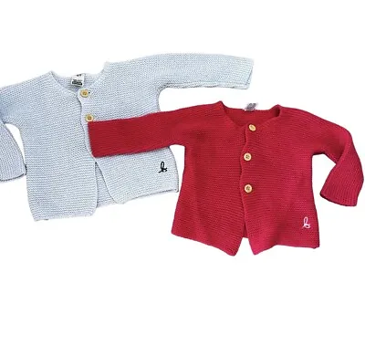 Bonds Newbies Baby Cardigan Sz 00/0 Pink & Baby Blue Cotton Knit Q • $19.76