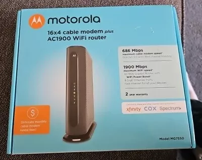 Motorola MG7550 16x4 DOCSIS 3.0 Cable Modem Plus AC1900 WiFi Router • $55