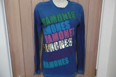 *new* The Ramones Diamante Feature Long Sleeve Top Blue L Size 12 Punk New Wave • £14.79