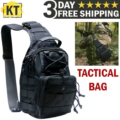 Men Backpack Molle Tactical Sling Chest Pack Shoulder Bag Outdoor Hiking Travel • $13.99