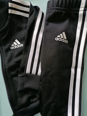£15.99 • Buy Adidas Baby Tracksuit Age 0 To 3 Months Black 3 White Stripes