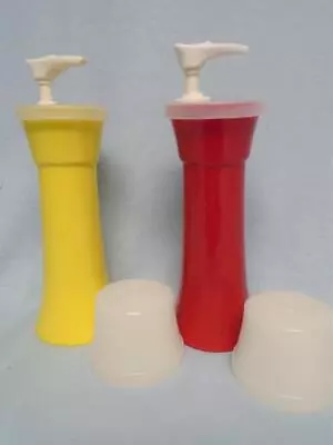 Vintage Tupperware Mustard & Ketchup Pump Dispensers #718-12 &  #718-14 • $9.99