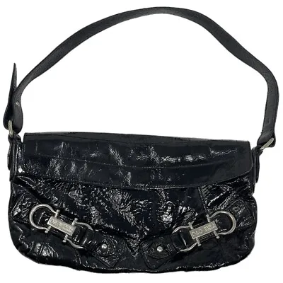 Vintage Dolce And Gabbana Black Patent Silver Hardware Shoulder Bag • $299.99