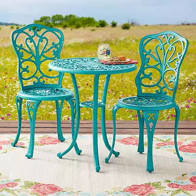  Goldie 3-Piece Cast Aluminum Garden Bistro Set Teal • $237.60