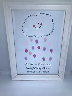 £5.99 • Buy Personalised Baby Shower Games Guestbook Showered With Love Print + Ink Pad