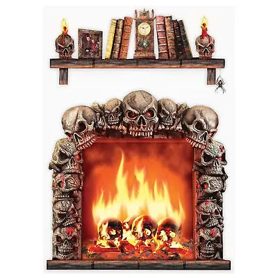 2 Giant Skull Fire Place Wall Scene Setter Halloween Haunted House Decoration UK • £6.18