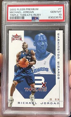 2002 Fleer Premium Michael Jordan RED RUBY 2/100 PSA 10 Triple Threats Sp #7tt • $2999.99