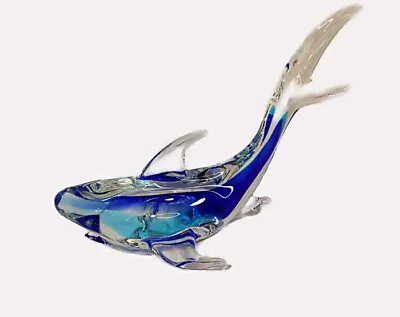 Vintage Art Glass Blue Murano Dolphin Made In Italy 10  Long 7  Tall • $37.95