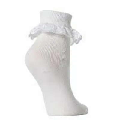 £4.49 • Buy 3 Pairs Girls Lace Frill Socks Ankle Kids Childrens Top Cotton Baby School