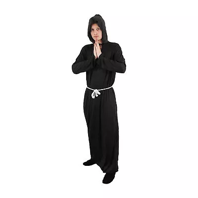 Black Monk Costume Medieval Fancy Dress Saints Hooded Robe Robe Religious Saint • £13.99