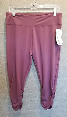 NEW Marika Balance Collection Women's XL Dry-Wik Capri Yoga Pants Shirred Purple • $17.95