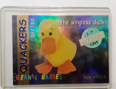 TY Series 1 GOLD QUACKERS RETIRED BEANIE BABIES TRADING CARD 110/150 E1 1998 18 • $250