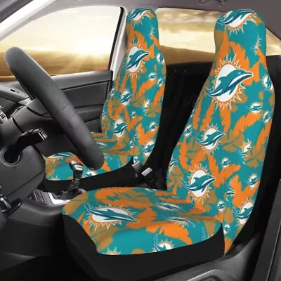 2pcs Miami Dolphins Elastic Car Seat Covers Hawaii Style Print Seat Cover • $27.44