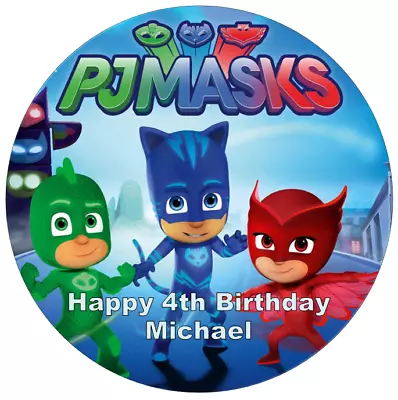 PJ Masks Personalised 19cm Edible Wafer Paper Uncut Cake Topper • $9.25