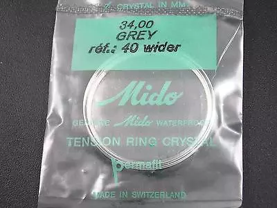 Waterproof Vintage 34mm Mido Watch Crystal Grey Tensn Ring Ref#40 Wider Permafit • $29