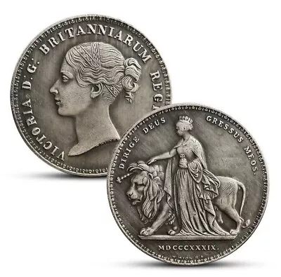 1839 Queen Victoria Una And The Lion Coin. Beautiful Silver Crown Great Britain  • $8.69