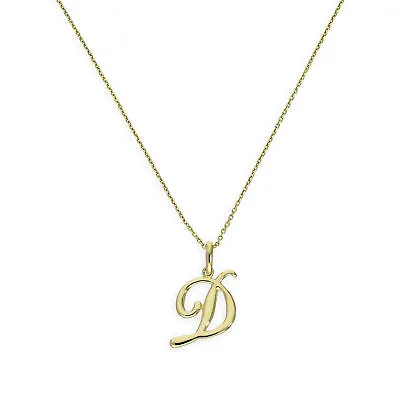 9ct Gold Fancy Calligraphy Script Letter D Necklace 16 - 20 Inches • £93