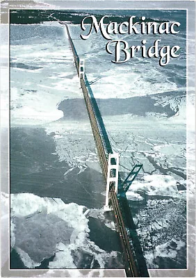 Aerial View Mackinac Bridge Michigan Postcard Unposted • $4.39