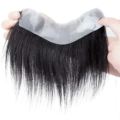 Invisible Mens Frontal Human Hair Piece Covering Receding Hairline Off Black #1B • £23.99