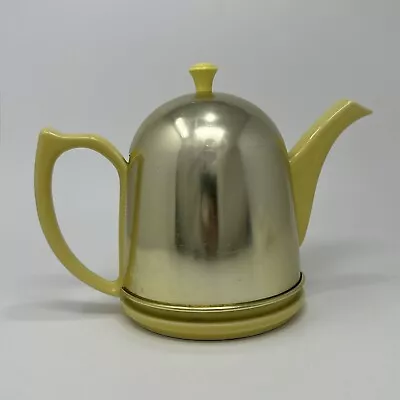 Vintage HALL Canary Yellow Teapot With Insulated Metal Cozy No Chips Or Cracks • $36
