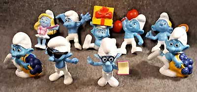 Smurfs Figures Lot Of 9 Toys 2011-2013 Mcdonalds Peyo Smurfette Hefty Smooth + • $10.99