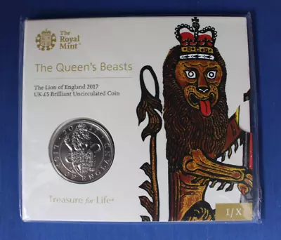 2017 Royal Mint £5 Coin  Lion Of England  In Folder - Factory Sealed • £22.50