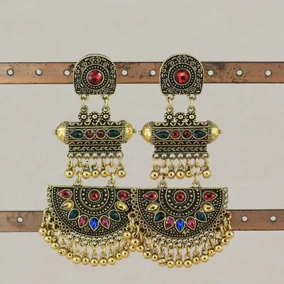 Indian Earring Jhumka Jhumki Earrings Ethnic Wedding Party Jewelry 2 Colors • $11.25