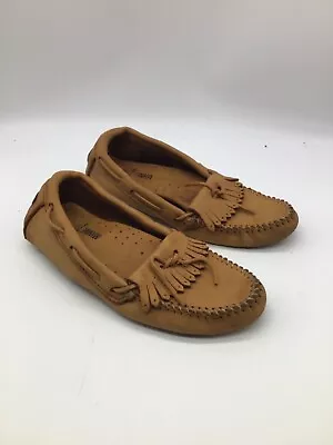Minnetonka Womens Moccasins Shoes Slip On Flats Brown Suede Leather Size 7 • £13.47