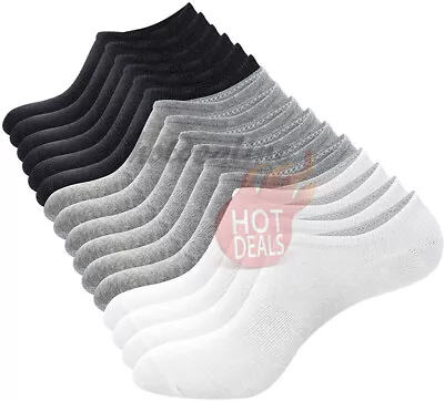 3/6/12 Pairs Men No-Show Socks Low Cut Black/White/Gray Cotton Size; 9-1110-13 • $8.99