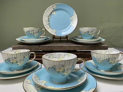 RARE Radfords Fenton Pale Blue Floral 16 Piece English Bone China Part Tea Set • £34.99