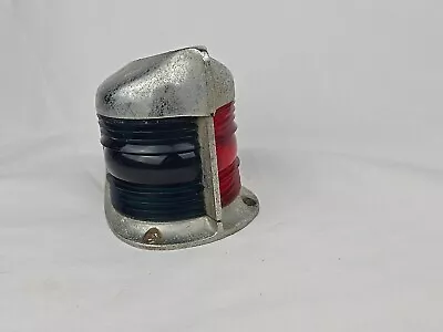 Vintage Nautical Marine Boat Bow Light Glass Lens Red & Green Chrome MCM • $39.99