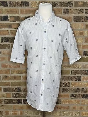 Polo Ralph Lauren Shirt Men's 2XL Seersucker Anchor Dog Short Sleeve Button Down • $30