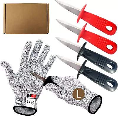 Oyster Knives With Grey Cut Resistant Gloves Set Oyster Shucking Knife With ... • $29.99