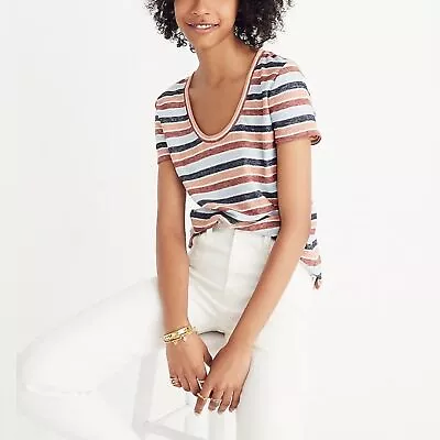 Madewell Alto Scoop Tee In Colborne Stripe Size Small • $14.98