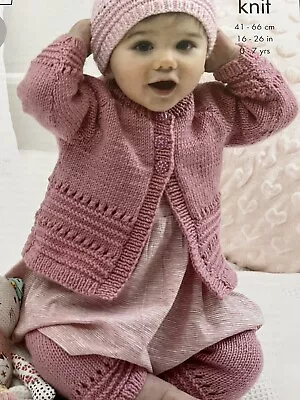 Baby/childs Easy DK Cardiganleggings & Hat Knitting Pattern.16”-26” • £1.95