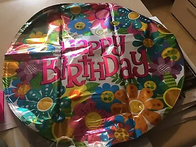 Lot Of 25 Happy Birthday Floral Mylar Balloons 18” New Out Of Package. • $6.75