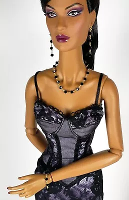 14KGF Jet Crystal Jewelry Set For 16  Fashion Dolls Tonner JamieShow Ellow • $28