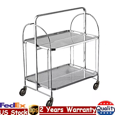 Bar Rolling Dining Car Trolley Cart Serving Cart Folding Home Cart Storage Glass • $126