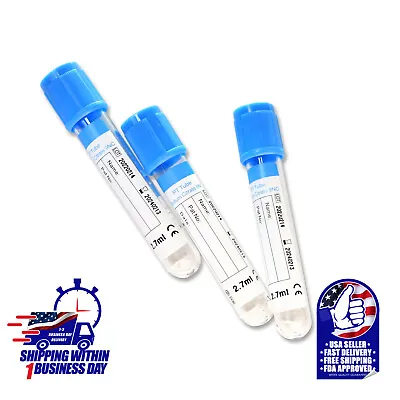 Vacuum Blood Collection Sodium Citrate 3.2% Light Blue 13x75mm 2.7ml Exp 10/25 • $69.99