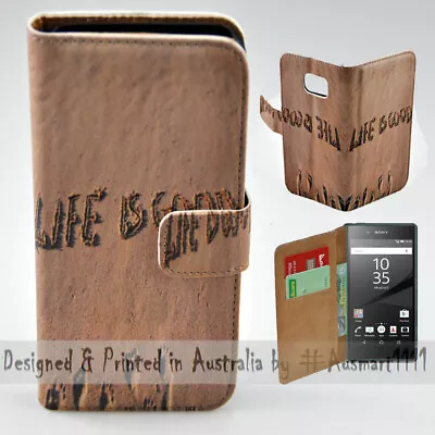 For Sony Xperia Series - Life Is Good Sand Print Wallet Mobile Phone Case Cover • $13.98