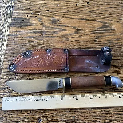 Vintage MARBLE'S Sportsman  Blade Wooden Handle Knife W Sheath • $245